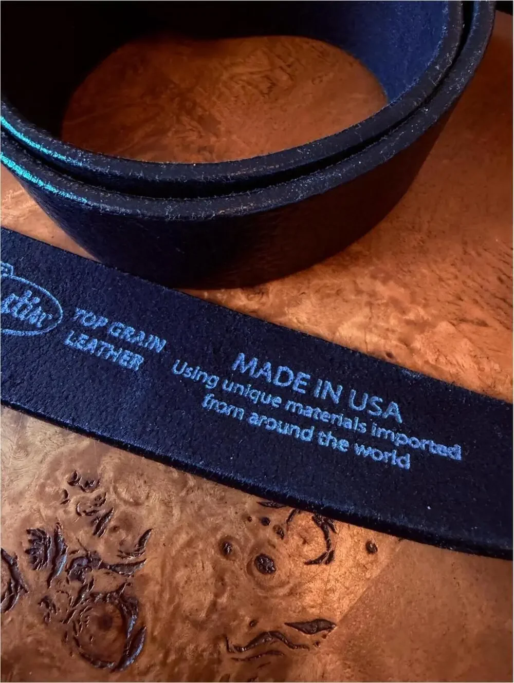 Justin Boots Black Top Grain Leather Men’s Belt Strap